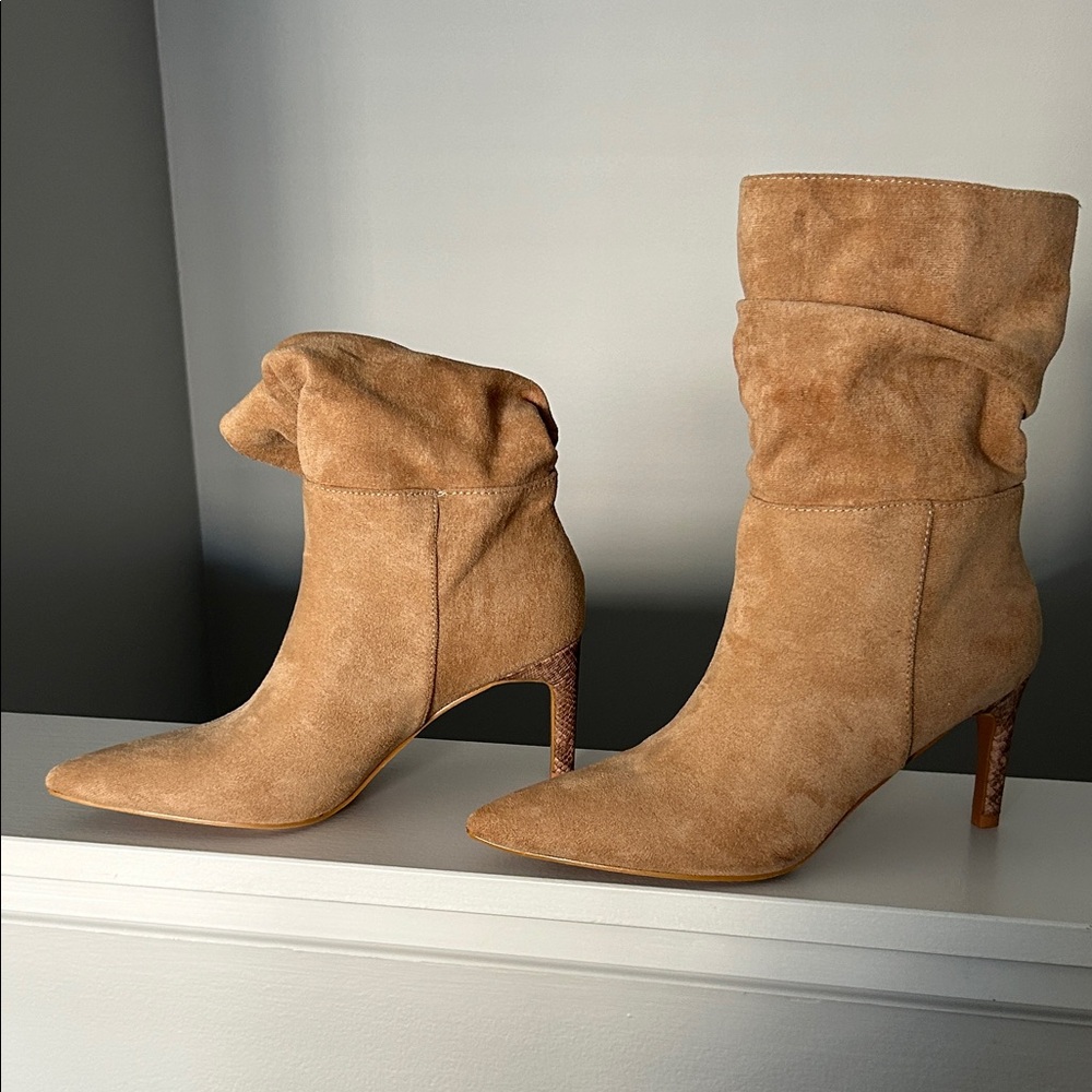 Tan Suede Heeled Boots